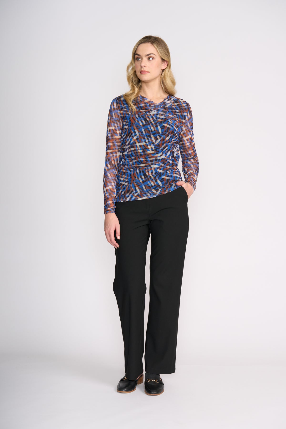 Foil Sheer Fun Wrap Top in Elemental