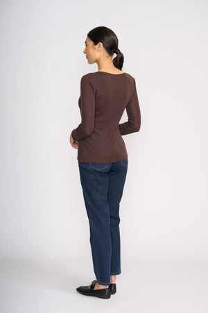Foil Merino Fine Merino Crew Neck Top in Ristretto