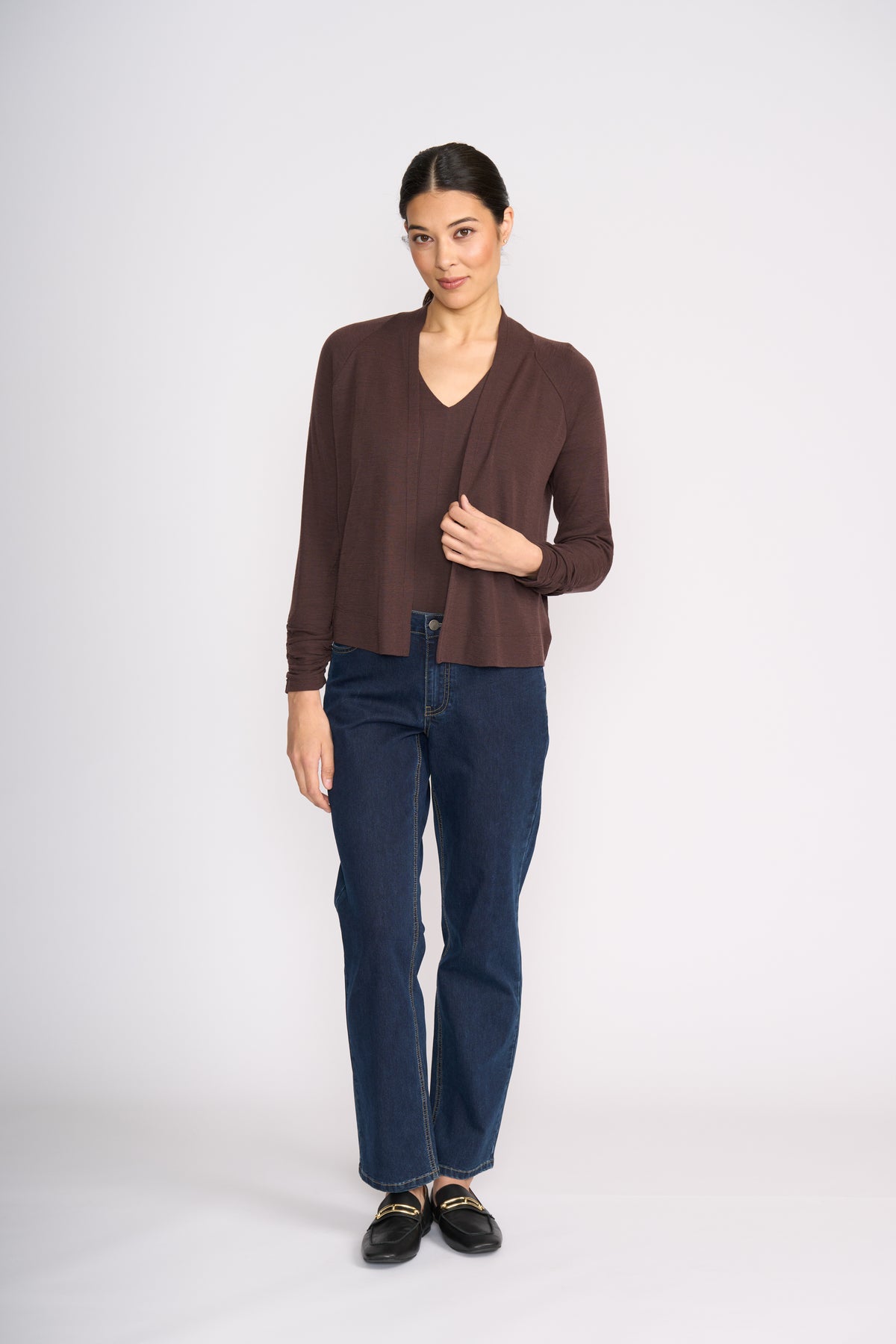 Foil High Tied Cardi in Ristretto