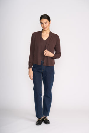 Foil High Tied Cardi in Ristretto