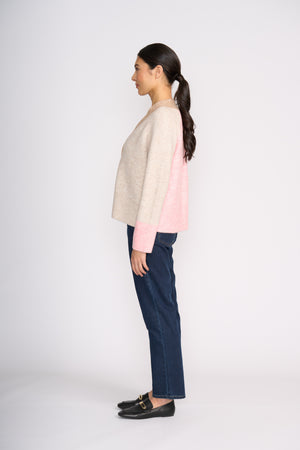 Foil Plush Love Cardi in Pink Combo