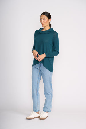 Foil Good Stakes Top in Midnight Green