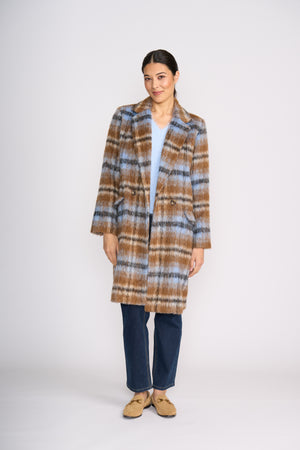 Foil Cover Story Coat in Toffee Check