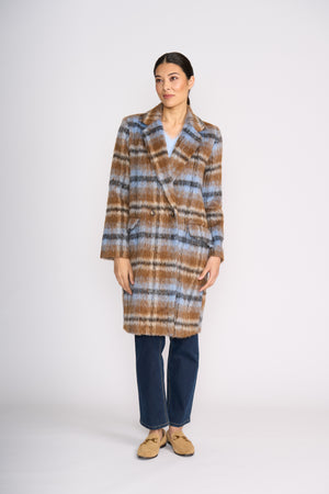 Foil Cover Story Coat in Toffee Check