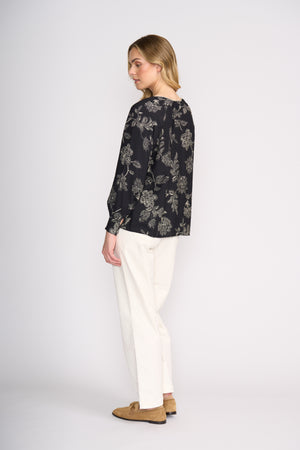 Foil Thread Tales Blouse in Black Folklore