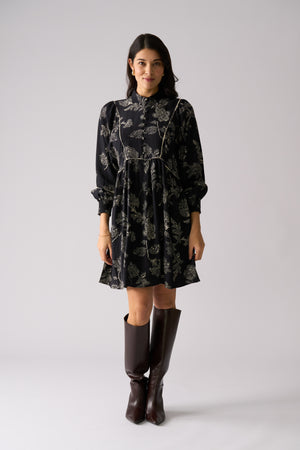 Foil Thread Tales Dress in Black Folklore