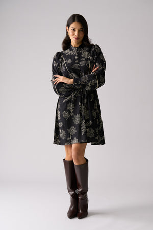 Foil Thread Tales Dress in Black Folklore