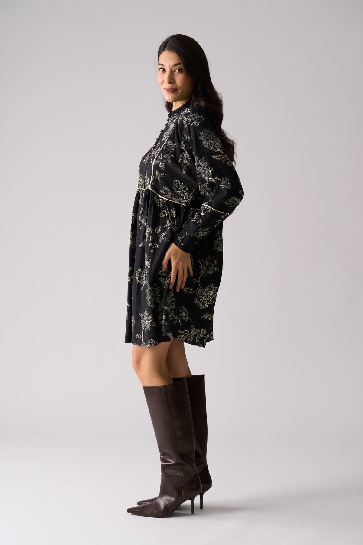 Foil Thread Tales Dress in Black Folklore