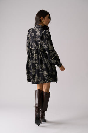 Foil Thread Tales Dress in Black Folklore