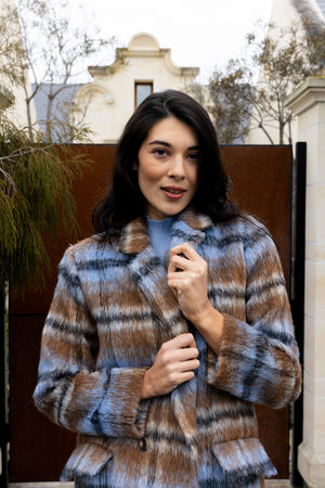 Foil Cover Story Coat in Toffee Check