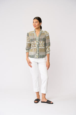 Foil Crushing It 3/4 Sleeve Shirt in Patchwork