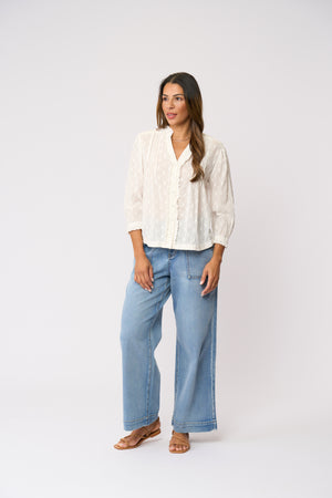 Foil Crushing It 3/4 Sleeve Shirt in White Textures