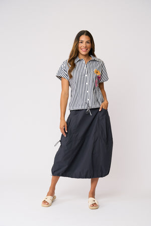 Foil Hemline Hype Skirt in True Navy
