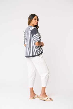 Foil Mix and Match Top in Navy Stripe