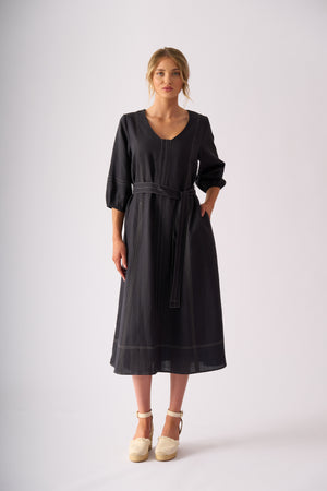 Foil Shout Out Dress in Dark Gunsmoke