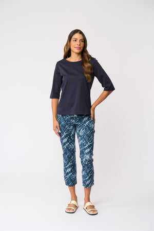 Foil Fuss Free Taper Trapeze Capri Pant in Dreamweaver Print