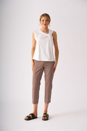Foil Fuss Free Taper Trapeze Capri Pant in Check It Print