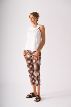 Foil Fuss Free Taper Trapeze Capri Pant in Check It Print