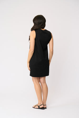 Foil Top Knotch Dress in Black