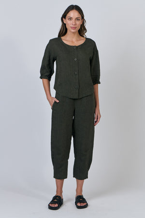 Naturals by O & J Shell Button Shirt in Licorice