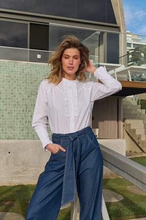 Naturals by O & J Button Through Shirt in White