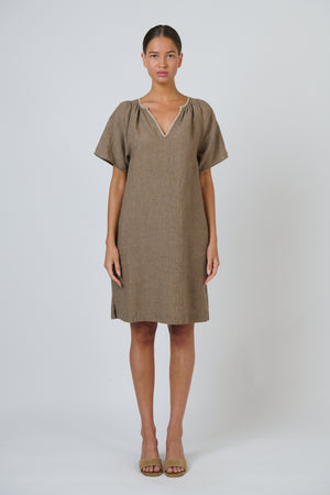 Naturals by O & J Agate Embroidered Linen Dress