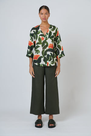 Naturals by O & J Linen Pant in Topiary
