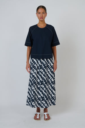 Naturals by O & J Relaxed Cotton Poplin Top in Ink