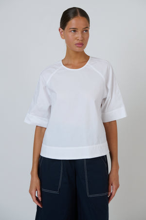 Naturals by O & J Relaxed Cotton White Poplin Top