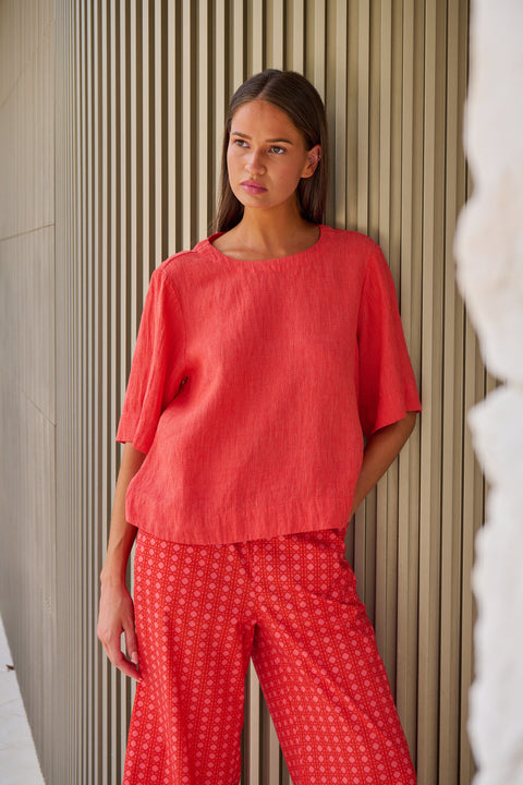 Naturals by O & J Linen Top in Sunset Stripe