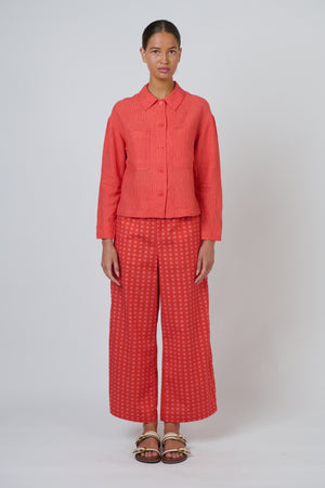 Naturals by O & J Cropped Linen Jacket in Sunset Strip