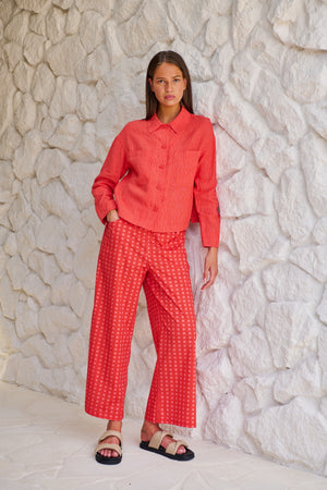 Naturals by O & J Cropped Linen Jacket in Sunset Strip