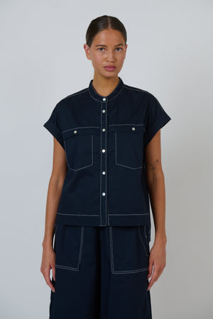 Naturals by O & J Poplin Top in Ink