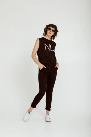 New London Pull On Hope Jogger Stretch Cotton in Black