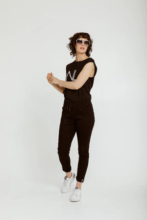 New London Pull On Hope Jogger Stretch Cotton in Black