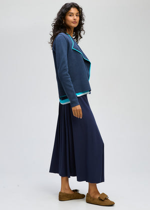 LD&CO Knitwear Collared Milano Jacket in Dark Denim