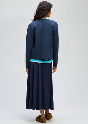 LD&CO Knitwear Collared Milano Jacket in Dark Denim