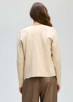 LD&CO Knitwear Collared Milano Jacket in Macadamia