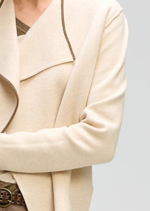 LD&CO Knitwear Collared Milano Jacket in Macadamia