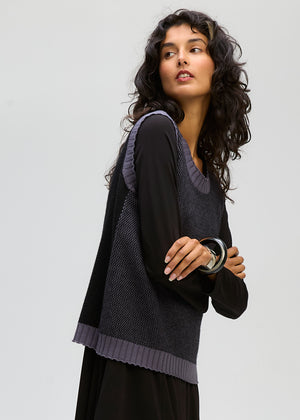 LD&CO Knitwear Pattern Vest in Black
