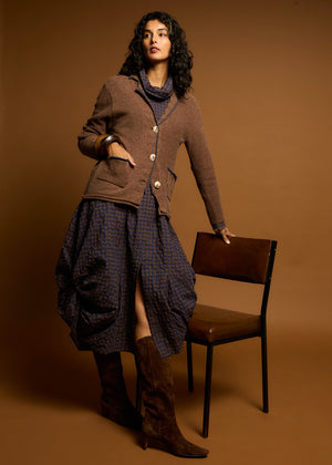 LD&CO Knitwear Poker Dot Dress in Cocoa Spot