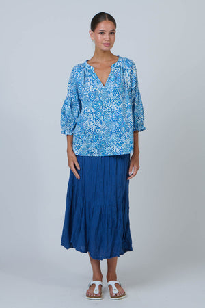 Namastai Boho Blouse in Aqua Souk