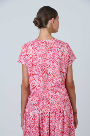 Namastai Round Neck Tee in Rose Souk