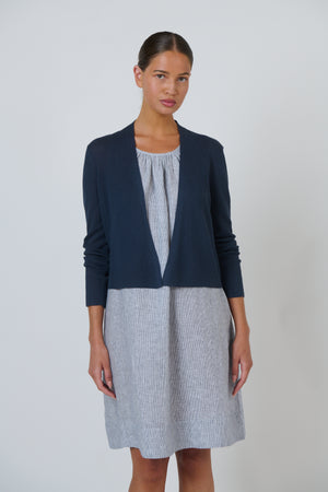 Naturals by O & J Ribbed Knit Cardigan in Gunsmoke