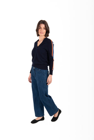 New London Jeans Penrith High Rise Crop Length Loose Jean in Indigo