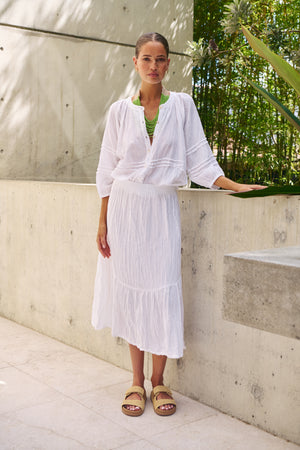 Namastai Pintuck Poet Blouse in White