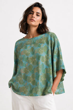 JJ Sisters Amara Swiss Cotton Top in Aqua