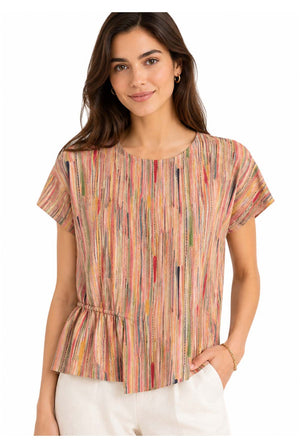 JJ Sisters Sienna Swiss Cotton Top in Multi Fine Line