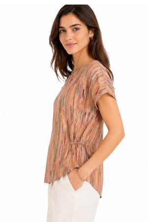 JJ Sisters Sienna Swiss Cotton Top in Multi Fine Line