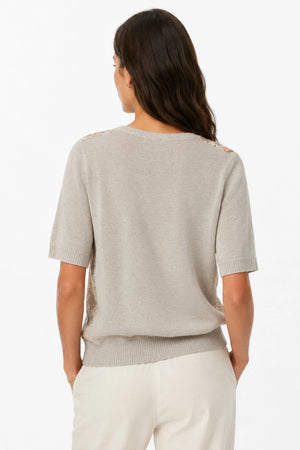 JJ Sisters Sorrento Silk Linen Top in Stone